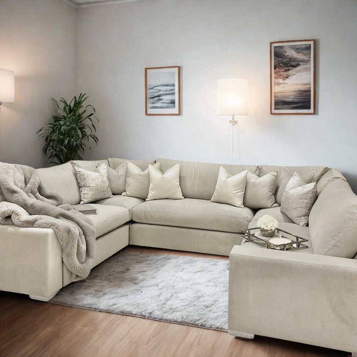 Olivia U Shape Sofa in Chenille Cream - Unreleased - outlet