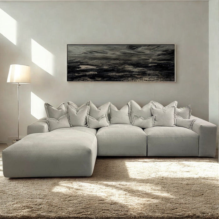 Lenox Silver Velvet Pillow Back Sofa Range