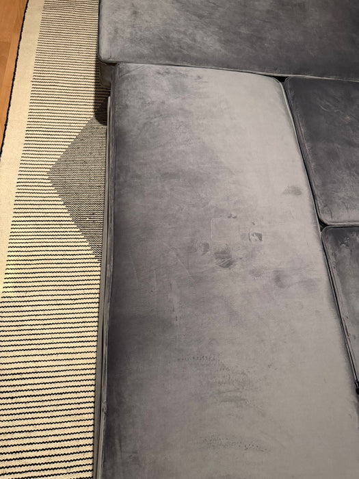 Olivia Medium Corner Sofa Bed Bundle - Studded - Plush Steel - Outlet