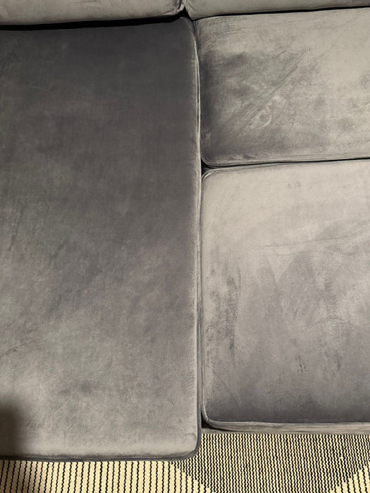 Olivia Medium Corner Sofa Bed Bundle - Studded - Plush Steel - Outlet