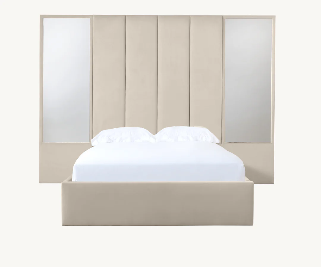 Luxury Mesiko Velvet Mirrored Bed With Storage