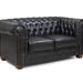 Chesterfield Leather 2 Seater - Black - Couchek