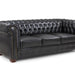 Chesterfield Leather 3 Seater - Black - Couchek