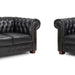 Chesterfield Leather Sofa Set - Black - Couchek