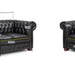 Chesterfield Leather Sofa Set - Black - Couchek
