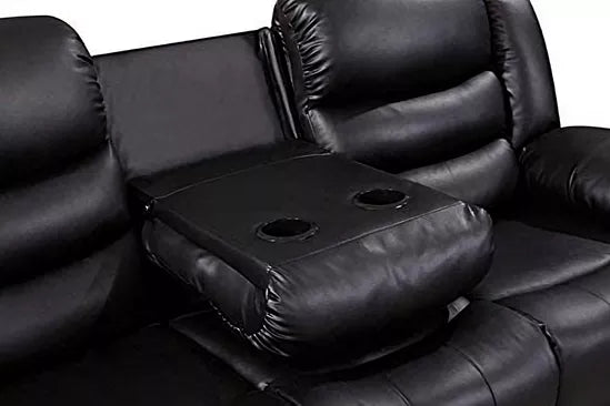 Parma Aiyr Leather Reclining Sofa - Black 