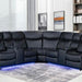 Monica Recliner Corner Sofa With Led Lights - Black - Couchek